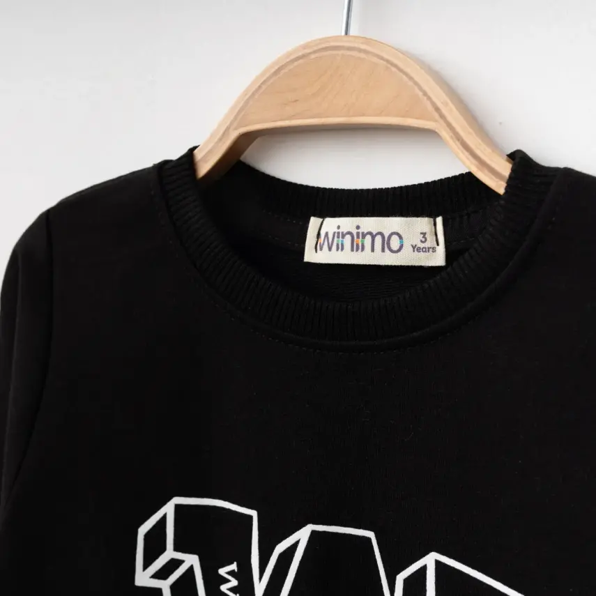 Winimo Unisex Çocuk Sweatshirt W Baskılı Siyah - 2
