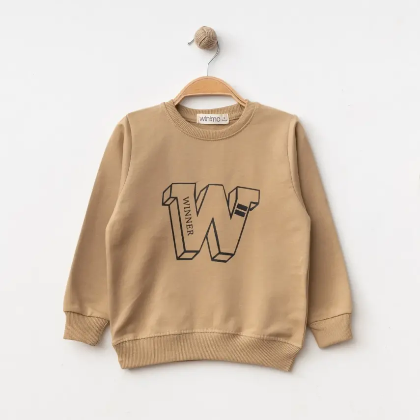 Winimo Unisex Çocuk Sweatshirt W Baskılı Sütlü Kahve - 1