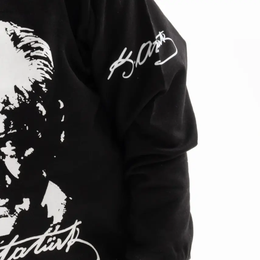 Winimo Unisex Sweatshirt Atatürk Baskılı Siyah - 4