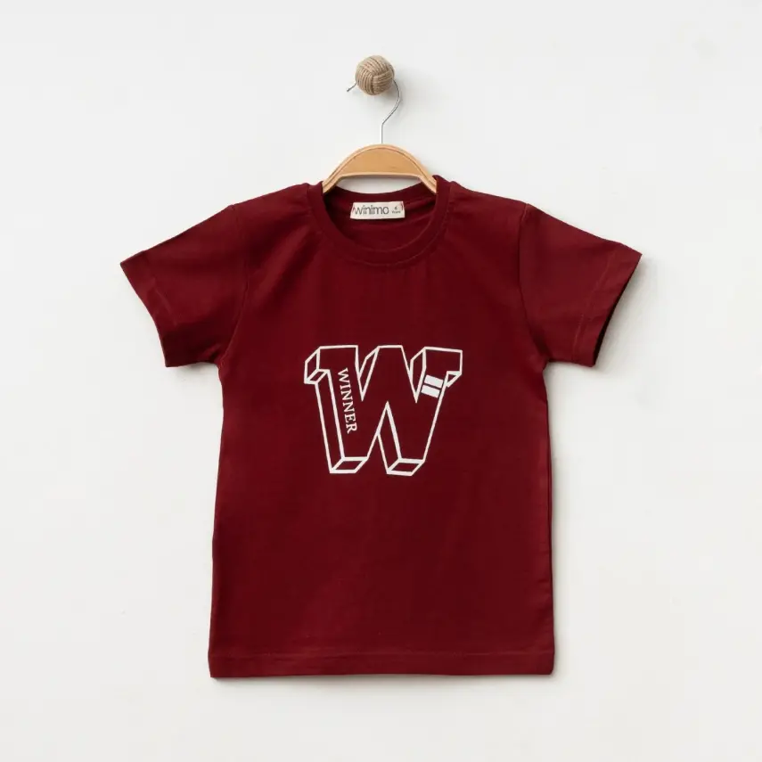 Winimo W Baskılı Çocuk T-Shirt Unisex Bordo - 1