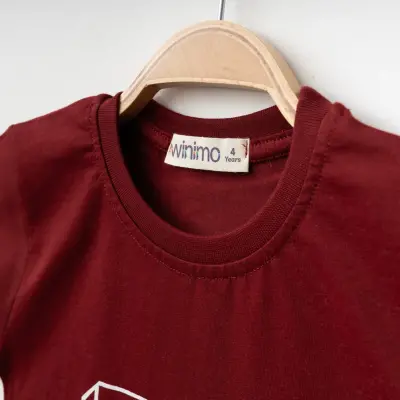 Winimo W Baskılı Çocuk T-Shirt Unisex Bordo - 5