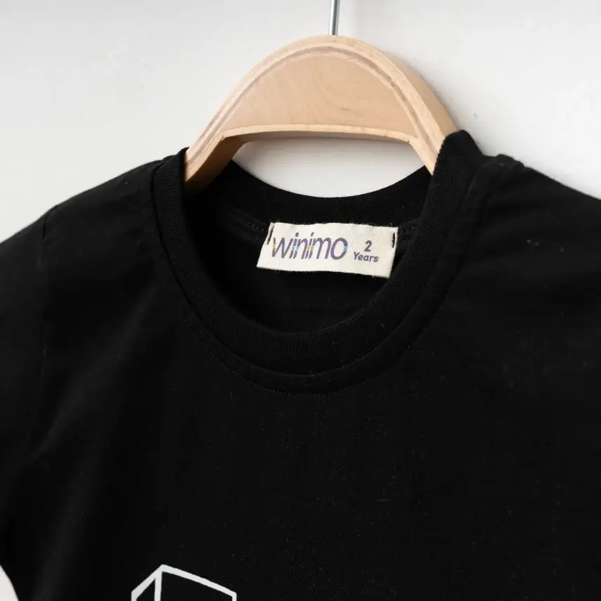 Winimo W Baskılı Çocuk T-Shirt Unisex Siyah - 2