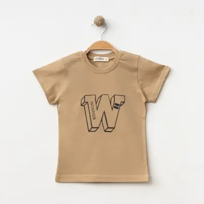 Winimo W Baskılı Çocuk T-Shirt Unisex Sütlü Kahve - 6
