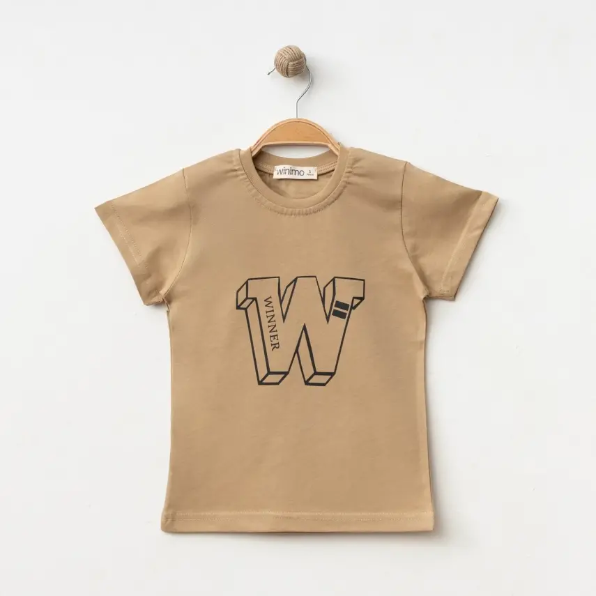 Winimo W Baskılı Çocuk T-Shirt Unisex Sütlü Kahve - 6