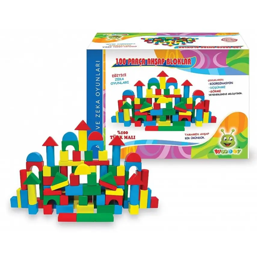 Woodoy Ahşap Blok 100 Parça - 1