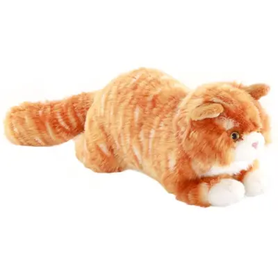 Yatan Kahverengi Tekir Kedi Peluş Oyuncak 34 cm