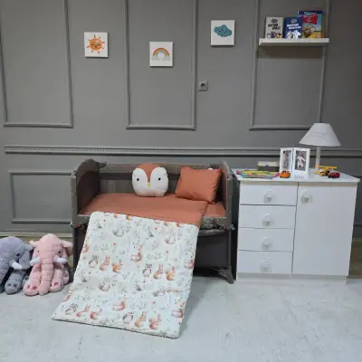 Yuar Baby Oyun Parkı 5 Parça Uyku Seti Somon Tavşan