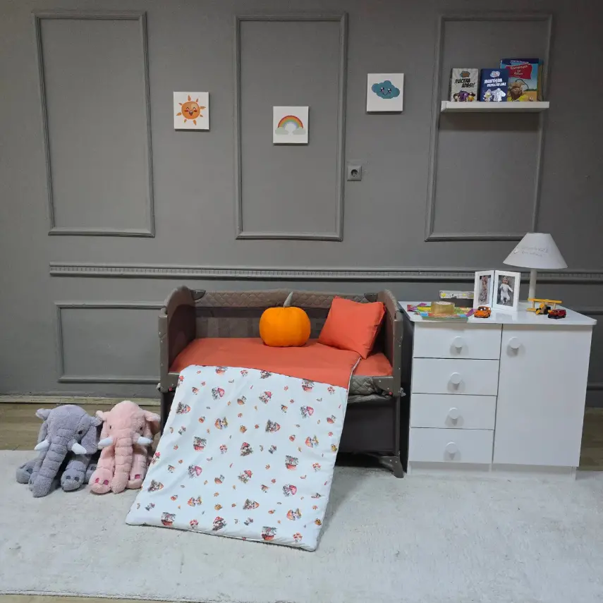 Yuar Baby Oyun Parkı 5 Parça Uyku Seti Turuncu Kabak - 3