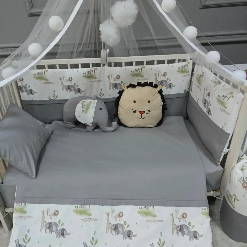 Yuar Baby Yan Duvarlı Beşik Uyku Seti Gri Amazon - 5