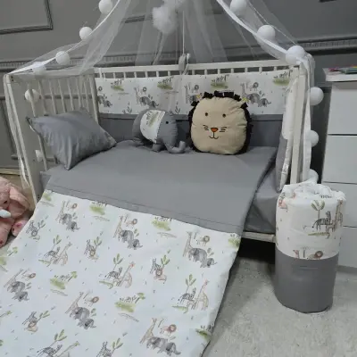 Yuar Baby Yan Duvarlı Beşik Uyku Seti Gri Amazon - 2