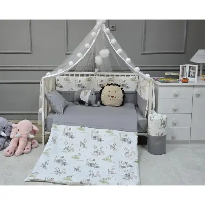 Yuar Baby Yan Duvarlı Beşik Uyku Seti Gri Amazon - 6