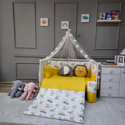 Yuar Baby Yan Duvarlı Beşik Uyku Seti Sarı Amazon